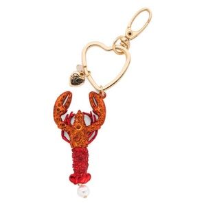 New Betsey Johnson Crystal Lobster Key Fob Bag Charm NWT